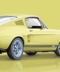 Beige Mustang Car Diamond Paintings