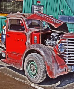 Big Red Ratrod Car Diamond Paintings