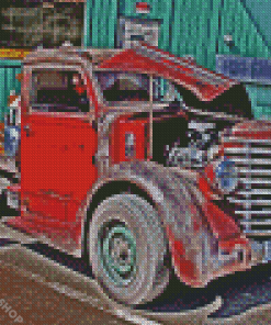 Big Red Ratrod Car Diamond Paintings