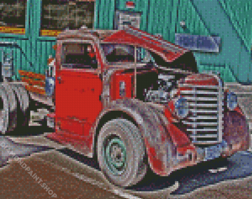 Big Red Ratrod Car Diamond Paintings