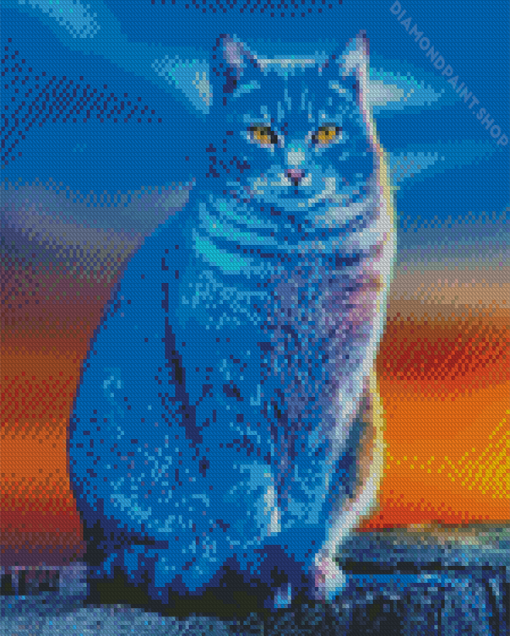 Adorable Blue Kitty Diamond Paintings