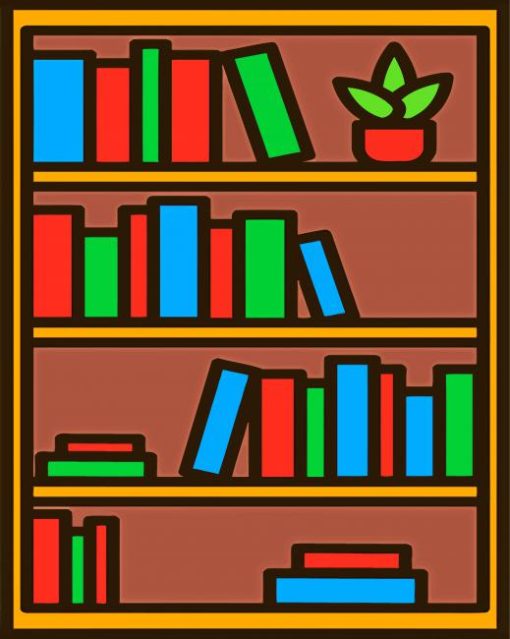 Bookshelf Illustration Diamond Paintings