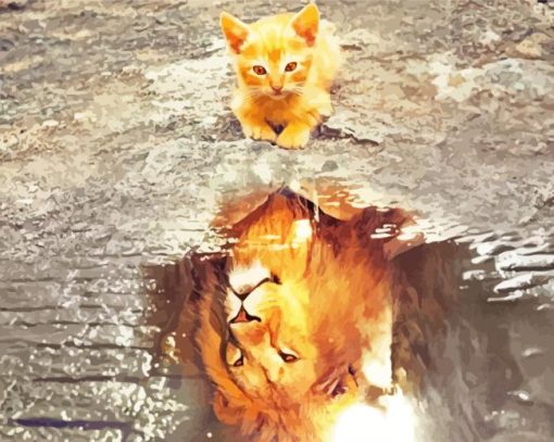 Cat Water Reflection Diamond By Paintings