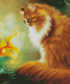 Cat With Goldfish Diamond Paintings