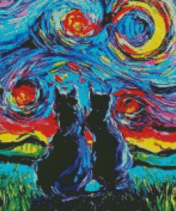 Cats Van Gogh Painting Diamond Paintings