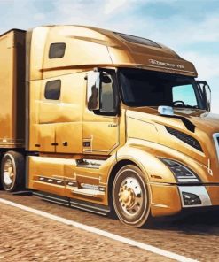 Golden Semi Truck Diamond Paintings