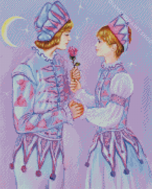 Harlequin Giving A Rose Diamond Paintings