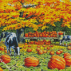 Wagon Cows And Pumpkins Diamond Paintings