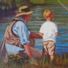 Little Boy Fishing Diamond Paintings