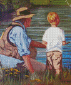 Little Boy Fishing Diamond Paintings