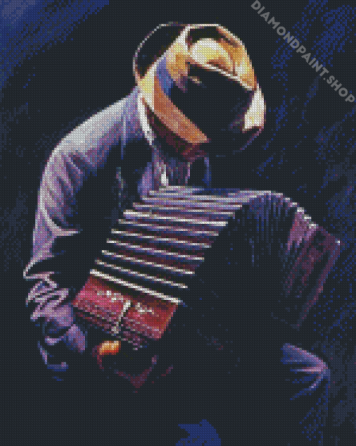 Man Playing Accordian Diamond Paintings