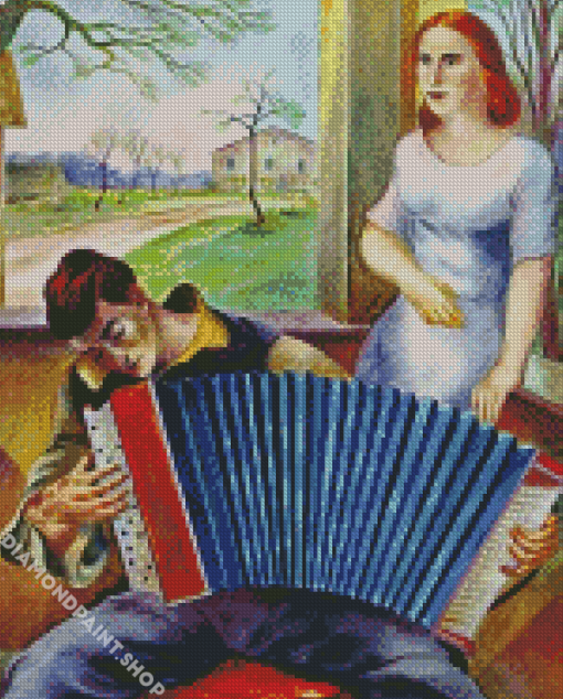 Musician Playing Accordian Diamond Paintings