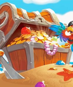 Pirate Treasure And Parrot Diamond Paintings