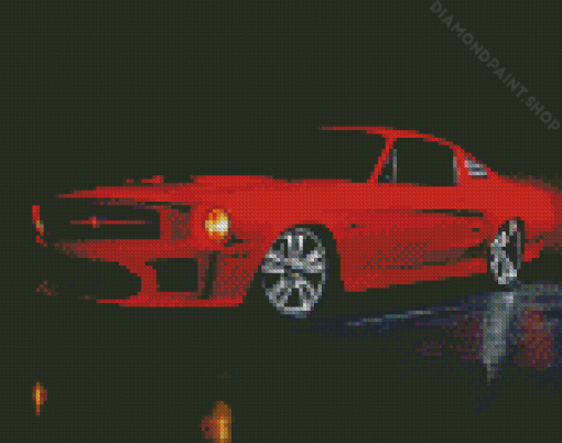 Red Mustang Car Diamond Paintings