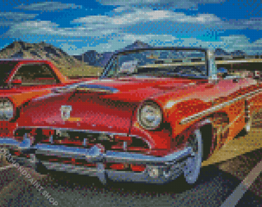 Red Old Mercury Convertible Diamond Paintings