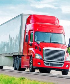 Red Semi Truck Diamond Paintings