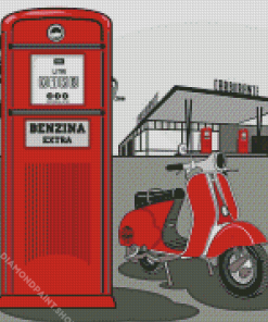 Red Lambretta Diamond Paintings