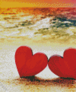 Beach With Hearts Art Diamond Paintings