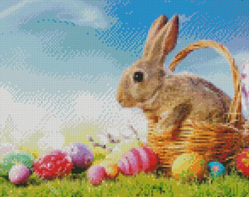 Bunny With Eggs Diamond Paintings