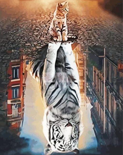 Cat Reflection Tiger Diamond Paintings