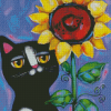 Cat And Sunflower Diamond Paintings