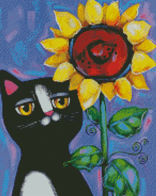 Cat And Sunflower Diamond Paintings