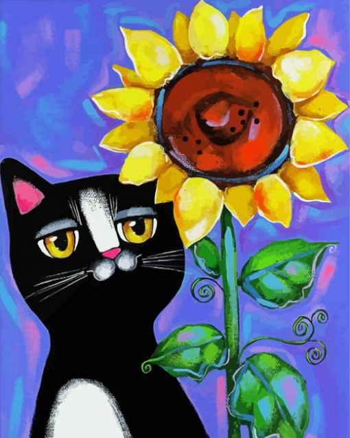 Cat And Sunflower Diamond Paintings