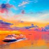 Cruise Ship In Sunset Seascape Diamond Paintings