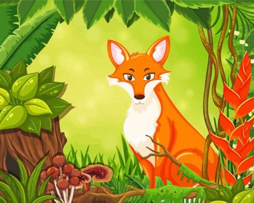 Cute Animated Red Fox Diamond Paintings