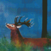 Deer In Rain Art Diamond Paintings