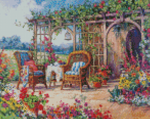 Floral Pergola Garden Diamond Paintings