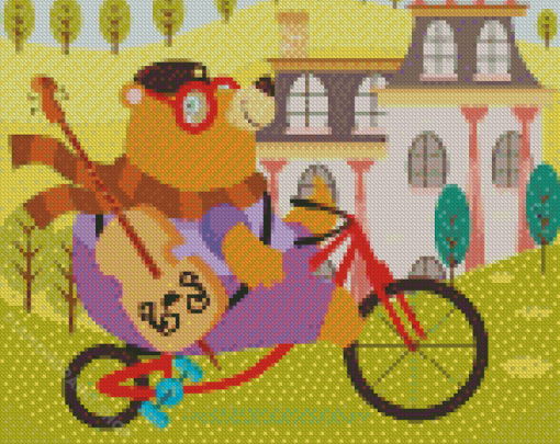 Bear On Bike Diamond Paintings