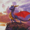 Purple Cartoon Dragon Diamond Paintings