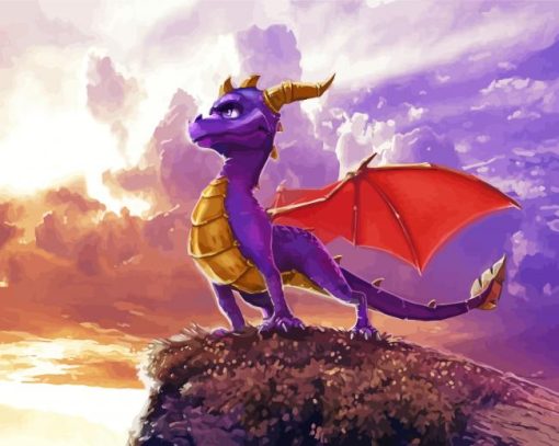 Purple Cartoon Dragon Diamond Paintings