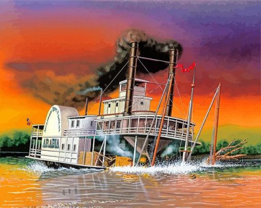 The Steamboat In Sea Diamond Paintings