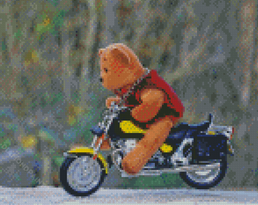 Teddy Bear On Bike Diamond Paintings