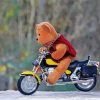 Teddy Bear On Bike Diamond Paintings