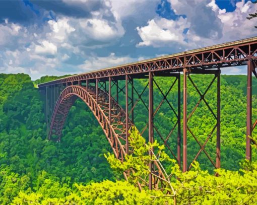 West Virginia Bridge River Diamond Paintings