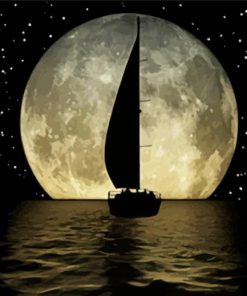 Aesthetic Boat Moon Diamond Paintings