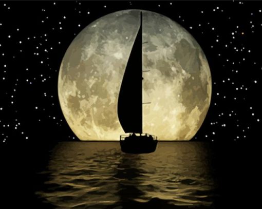 Aesthetic Boat Moon Diamond Paintings