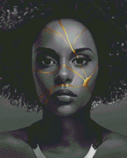 Afro Kintsugi Broken Woman Diamond Paintings