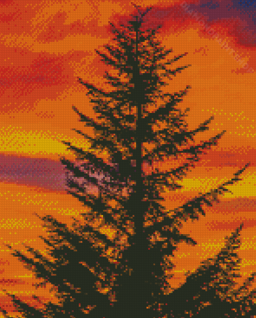 Balsam Fir Tree Silhouette Diamond Paintings