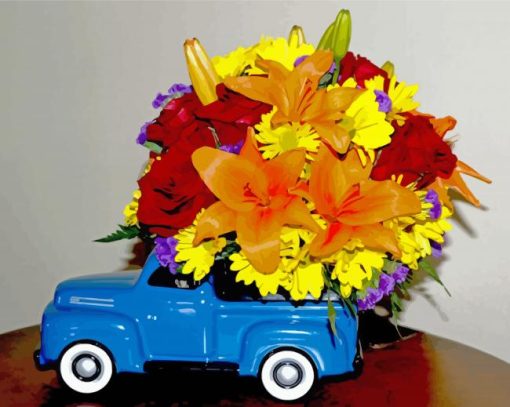 Flowers And Car Diamond Paintings