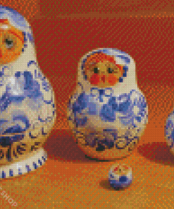 Blue Nesting Dolls Diamond Paintings