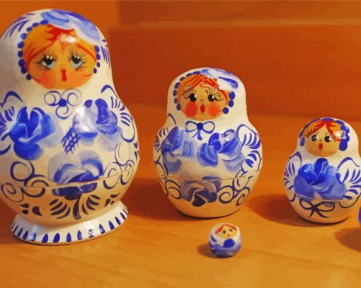 Blue Nesting Dolls Diamond Paintings