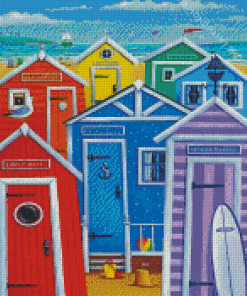 Colorful Beach Huts Diamond Paintings