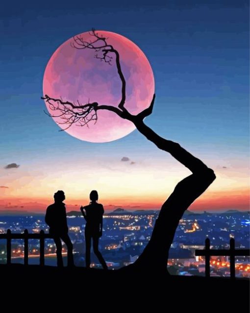 Couple Moon Silhouette Diamond Paintings