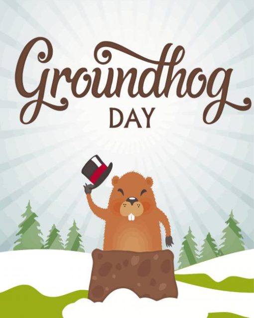 Groundhog Day Illustration Diamond Paintings