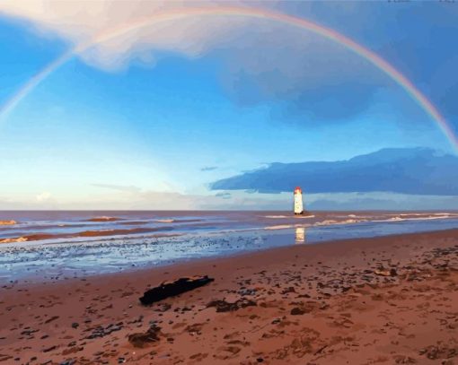 Lighthouse With Rainbow Diamond Paintings