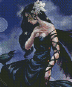 Masked Lady In Black Diamond Paintings